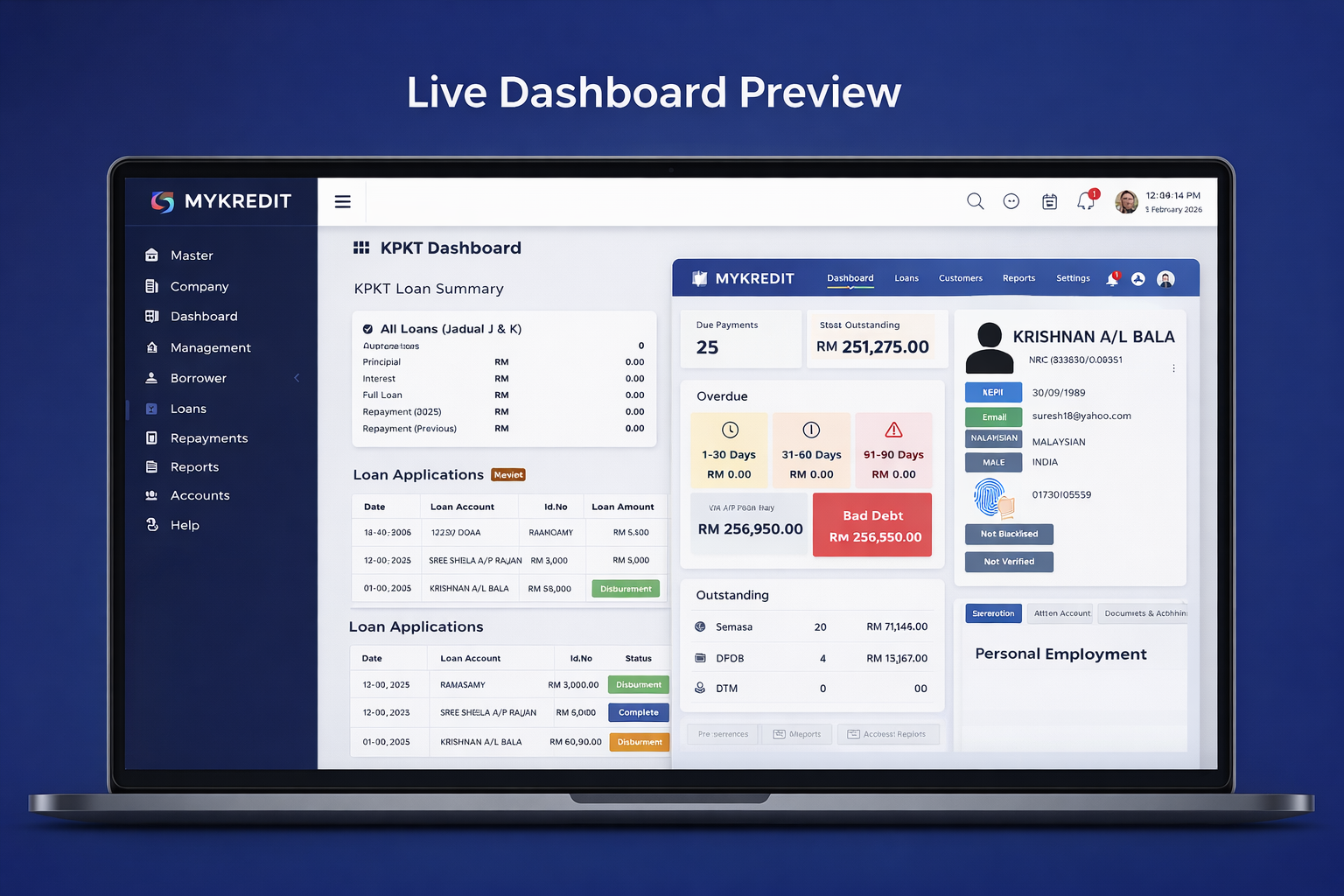 MyKredit dashboard preview